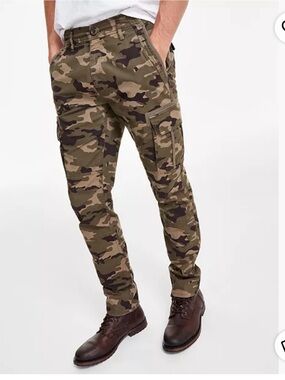 Sun and Stone Straight Leg Cargo Pants in Green Camo